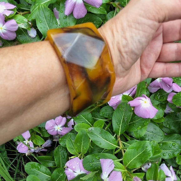 Vintage FALL‎ tones geometric stretch bracelet - Picture 4 of 14